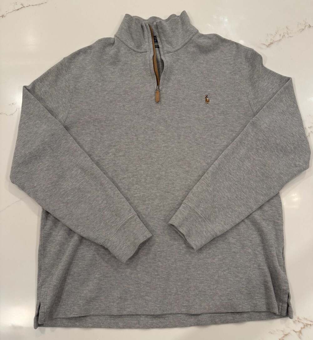 Polo Ralph Lauren Gray Estate Rib Quarter-Zip Pullover
